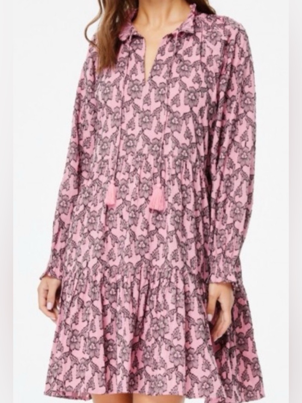 Roller Rabbit Janni Dress Floral Pink and Black Size XS